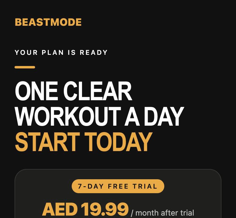 BeastMode seven-day free trial screen